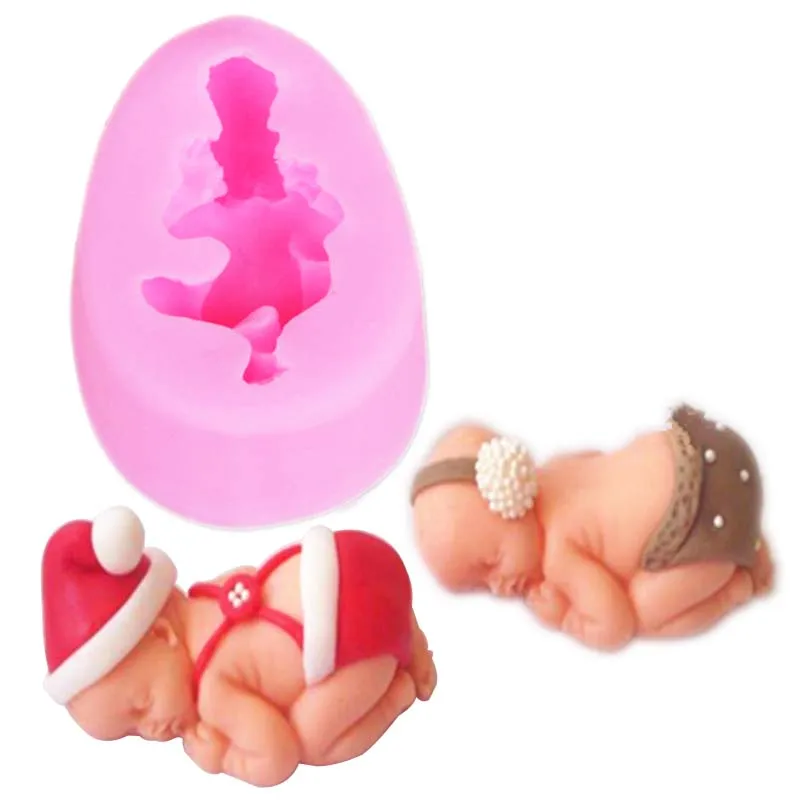 M046 Sleeping Baby Silicone Candle Moulds Soap Mold Kitchen-Baking Resin Form Home Decoration 3D DIY Clay Craft Wax-Making