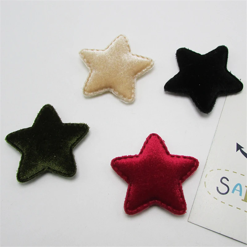 10-80Pcs Flannelette Stars Padded Patches Appliqued DIY Craft Supplies Kids Hair Pin Accessories Material Embossing Ornaments