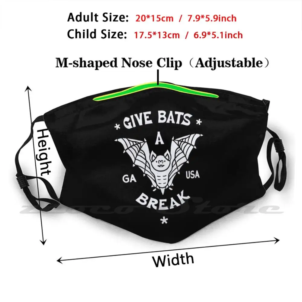 Gbab Logo-White Custom Pattern Washable Filter Pm2.5 Adult Kids Mask Bat Bats Gbab