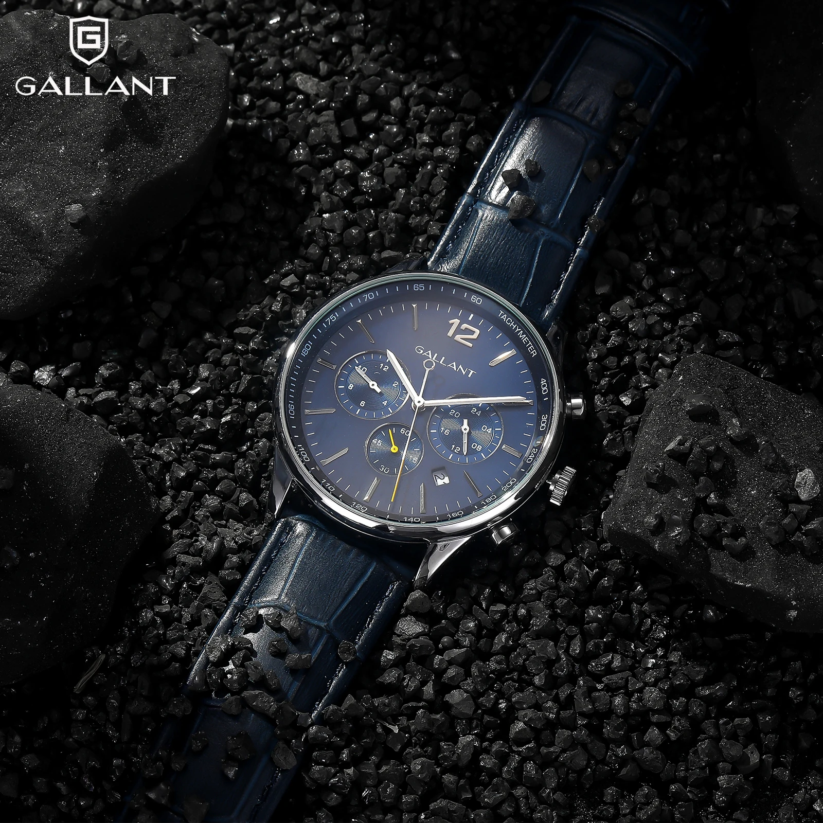 GALLANT Mens Watch Luxury Quartz Watches for Men with Dual Time Leather Strap Waterproof Business Dress Watch Relogio Masculino