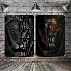 Letter Wild Lion Flag Motivational Quote Art Posters Polyester 96*144cm Home Decoration Wall Hang Metope Adornment 4 grommets