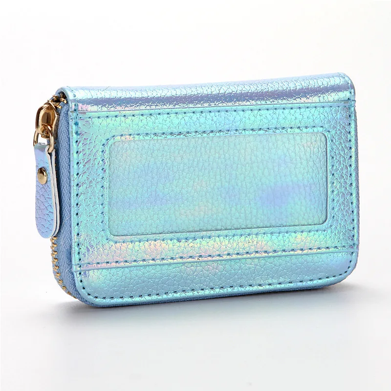 RFID Protection PU Leather Zipper Coin Purse And Wallet Women Female Fashion Plastic Credit Bank ID Card Case Holder Small  Bag