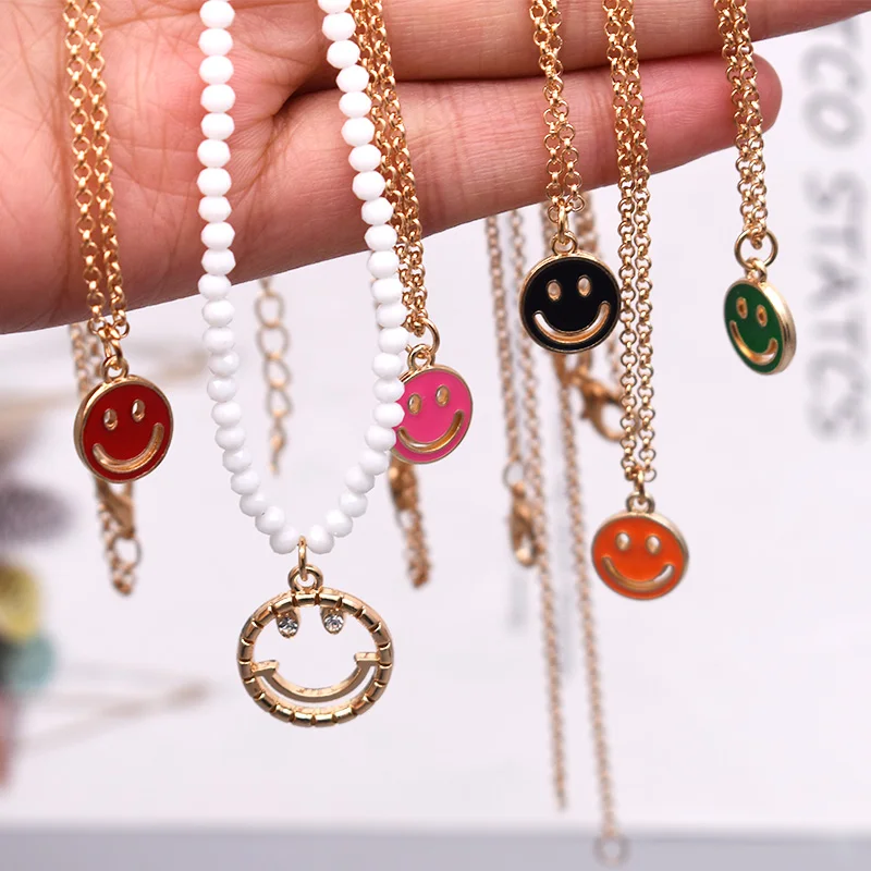 Fashion Alloy Honeybee Evil Eye Charms Hanger Ketting Kristallen Glazen Kralen Ketting Chokers Kettingen Voor Vrouwen Sieraden Party Girl