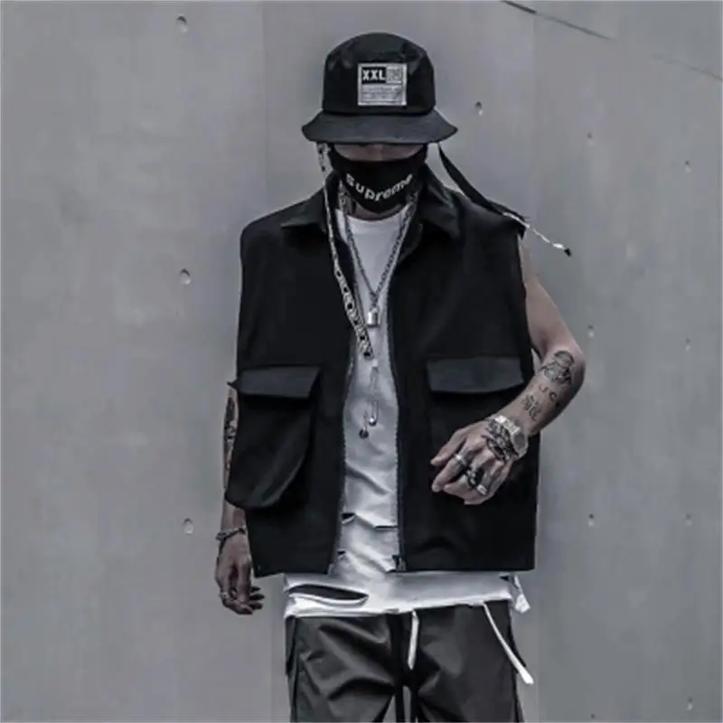 Tooling functional wind vest vest vest vest wearing men's INS port style thin summer fashion hip-hop jacket