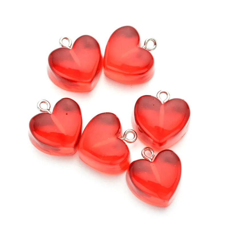 10pcs/lot Resin Simulated Resin Heart Candy Charms Pendant Jewelry Making DIY Necklace Accessories