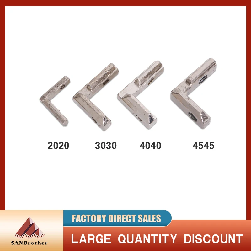 T Slot L Shape Aluminum Angle bracket Corner Interior Joint Brackets with Gurb screws for 2020 3030 4040 4545 Aluminum Profile