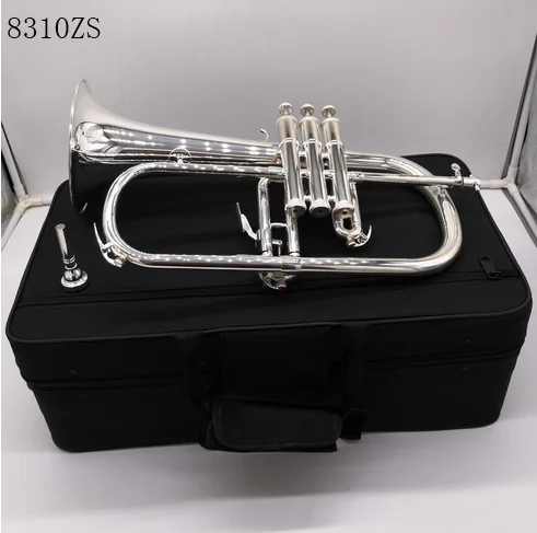 

Brand New Professional Flugelhorn 8310ZS Silver Plated With Case Profession Flugelhorns Bb Yellow Brass Bell