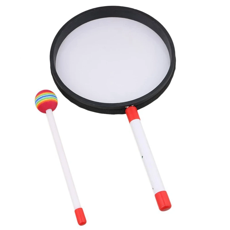 10Pcs 7.9 inch Lollipop Shape Drum With Rainbow Color Mallet Music Rhythm Instruments Kids Baby Children Playing Toy