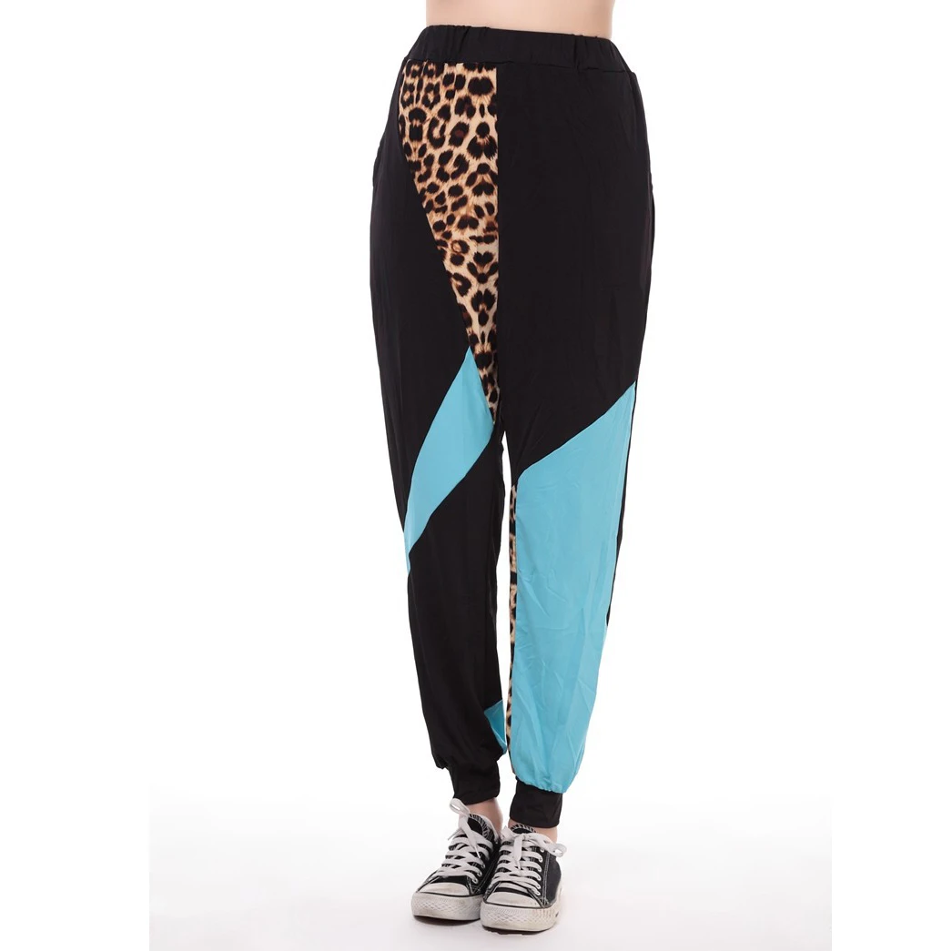 Pantalon de survêtement patchwork léopard pour femmes, pantalon de danse hip-hop, pantalon de performance sur scène pour femmes, pantalon de jazz harem, mode été