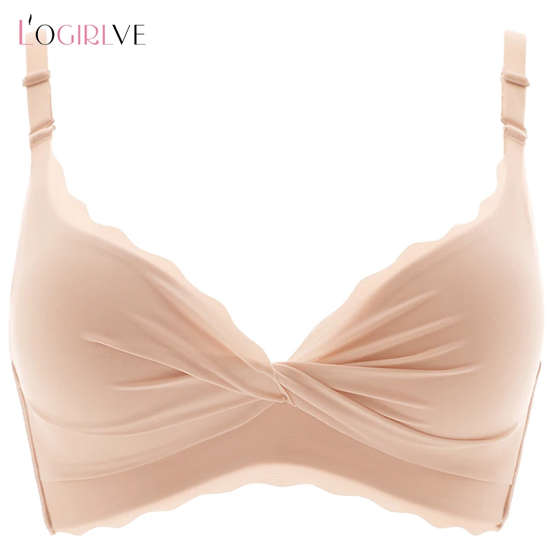 Logirlve Sexy Seamless Bras for Women Push Up Bras Wire Free Brassiere Lingerie Soft Solid Color Fashion Brassiere Thin Bra