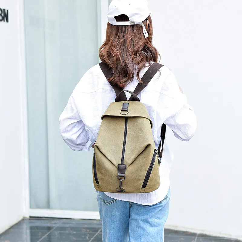 women canvas Backpack for Teenage Girls Mochila Feminina Women Backpacks Female Solid Nylon Casual Travel Bagpack Sac A Dos