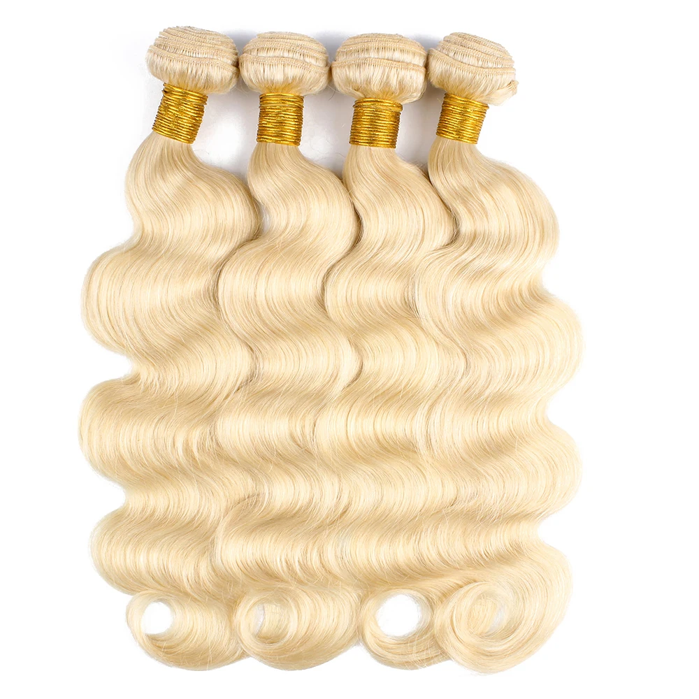 

Kisshair #613 blonde hair bundle 3 pcs body wave Brazilian human hair pre-colored bleach blonde extensions