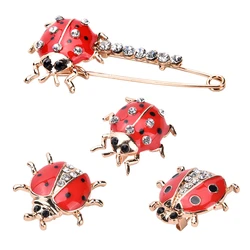 4 style Red Ladybug Animal Enamel Design Brooch Pin Fashion Jewelry Rhinestone for Women Jewelry