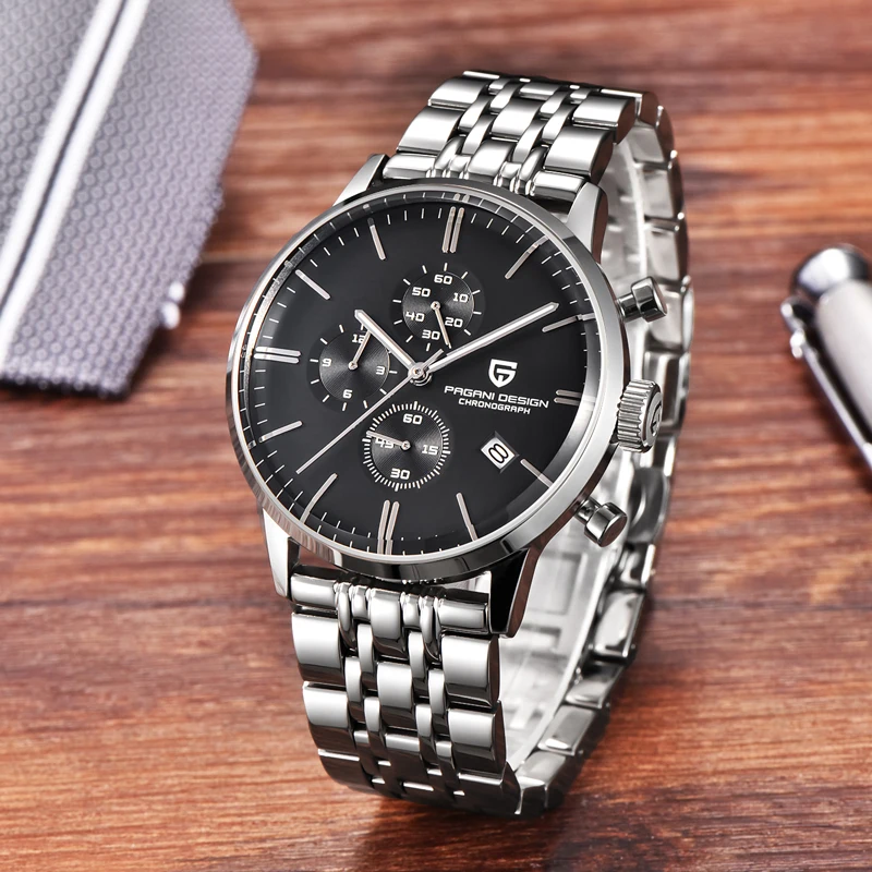 New PAGANI DESIGN Mens Watches Top Brand Luxury Waterproof stainless steel Watch VK67 Movement Quartz Watch Relogio Masculino