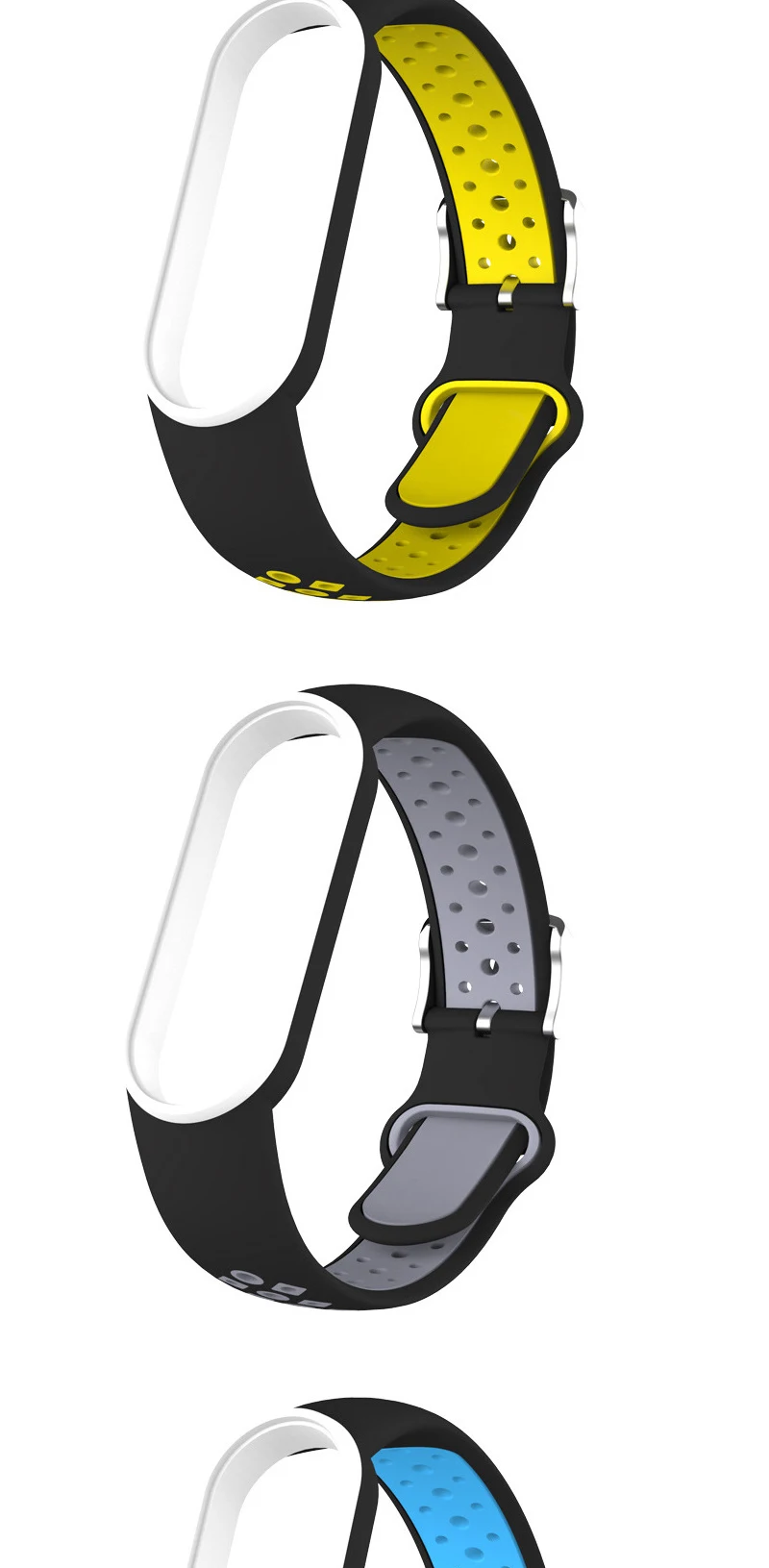 Gürtel Für Xiaomi Mi Band 5 6 Zwei-farbe Silikon Armband Sport Atmungsaktive Strap Für Miband 5 Miband 7 ersatz Armband – Detail 5
