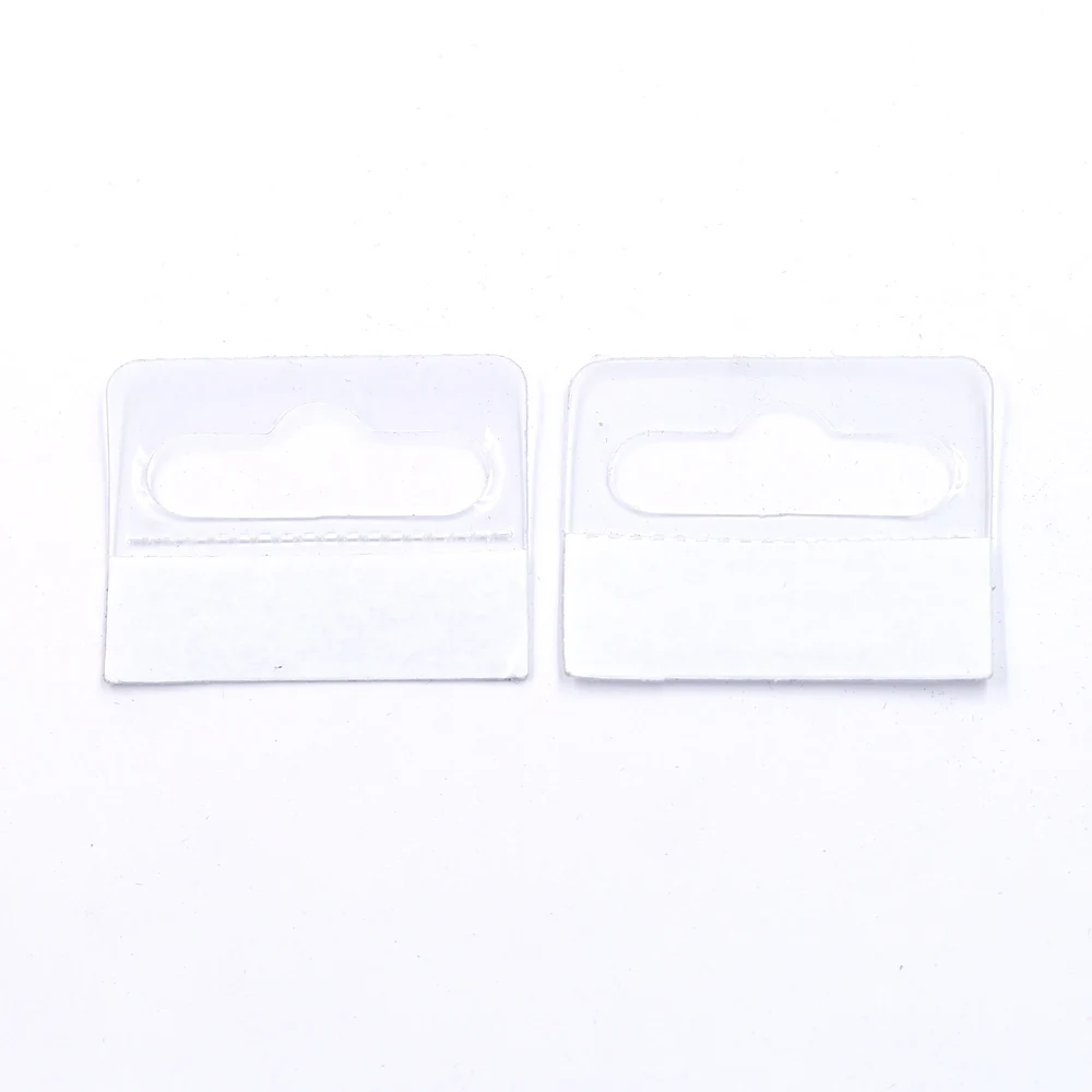 50Pcs Packaging Display Cards Tags Hanging With Adhesive Pasteable Parper PVC Transparent In Jewelry Findings 4.1cm