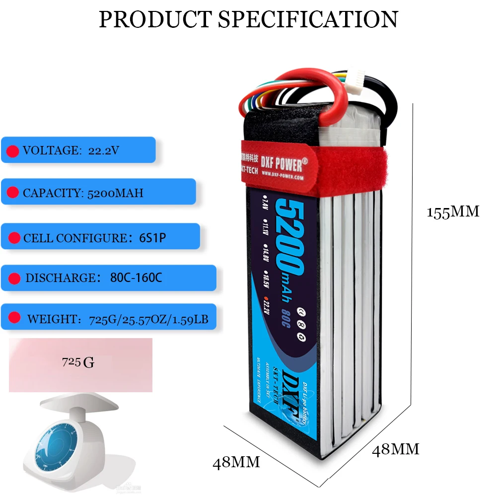 DXF Lipo Battery 2S 3S 4S 6S 5200mAh 6500mAh 6200mAh 7000mAh 3200mAh 3500mAh 4200mAh 74V 11.1V 14.8V 22.2V T XT60 EC5 RC Parts