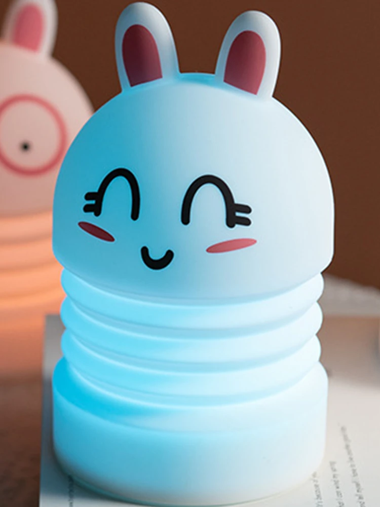 LED Rabbit Silicone Night Lights 7-color Pat Touch Color-changing Eye Protection Bedroom Bedside Lamp Christmas Gift Children