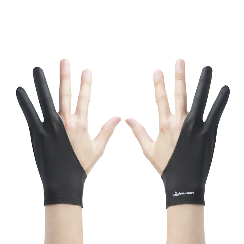 Huion-Gants de dessin anti-encrassement à deux doigts pour artiste, mitaines élastiques, marqueurs de exploration de tablette, sans peinture