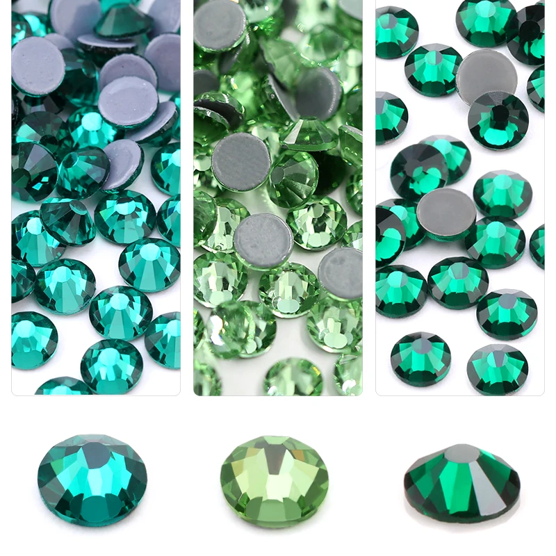 QIAO Green Series FlatBack Rhinestones for needlework DIY Craft Crystal Glass Diamond