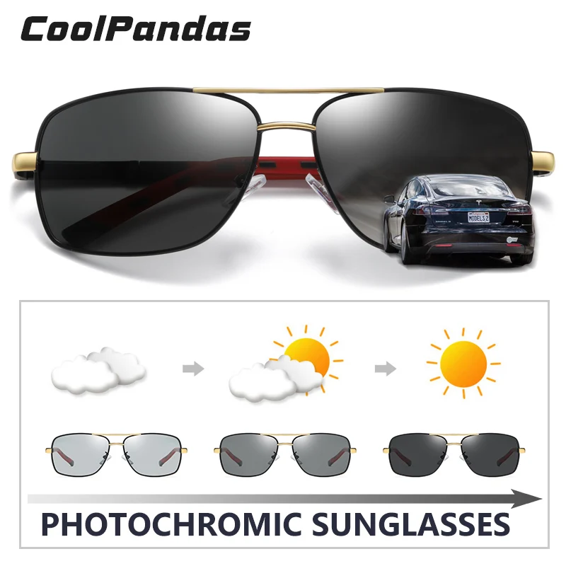 CoolPandas Brand Design Square Sunglasses Men Polarized Photochromic Sun Glasses Women Driving Goggle lentes de sol hombre