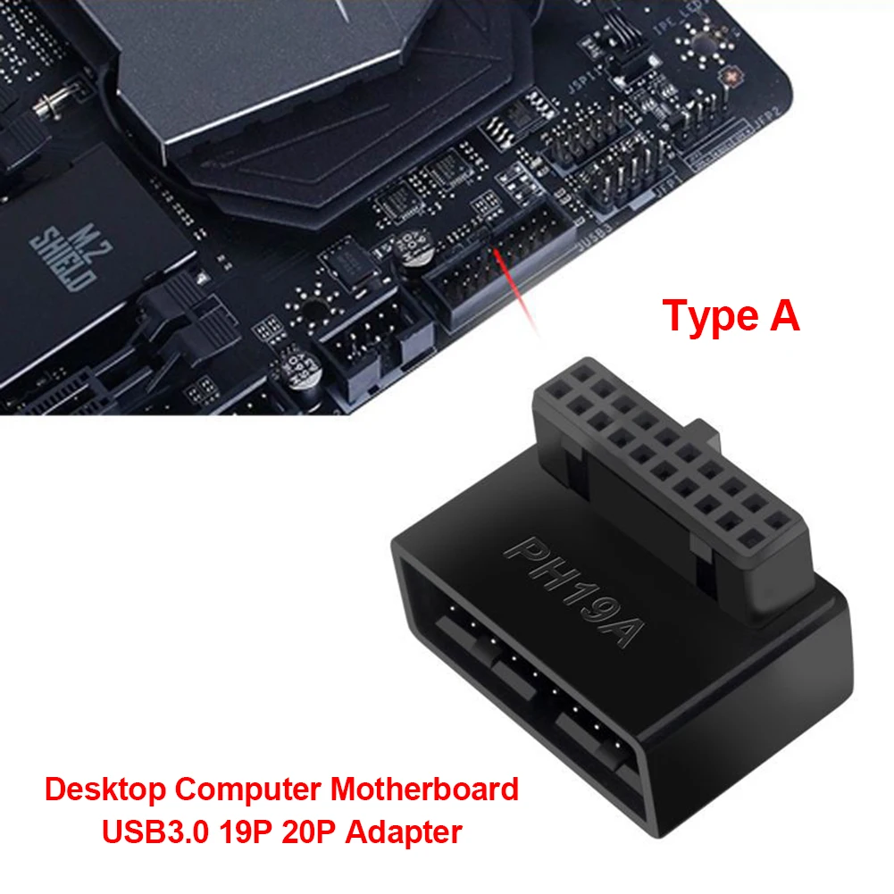 

USB 3.0 19/20pin Male to Female Extension Adapter Angled 90 Degree Converter for Motherboard Connector Socket PH19A