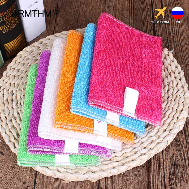 

5/10 Pcs Kitchen Anti-Grease Rags Cloth Home Washing Dish Multifunctional Cleaning Tools Bamboo Fiber