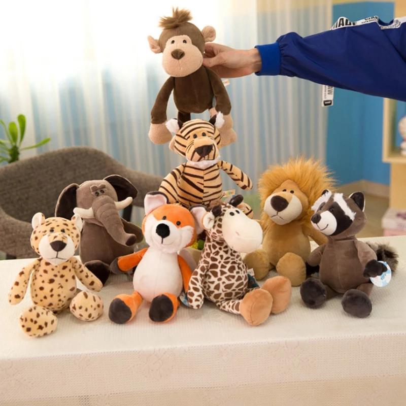 

25/35cm Forest Animals Stuffed Doll Plush Giraffe Elephant Raccoon Lion Tiger Fox Plush Animal Toys Popular Kids Birthday Gifts