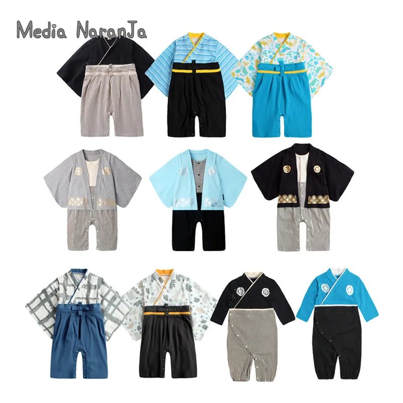 2019 Lente Herfst Baby Jongens Katoen Jumpsuit 1-2 Jaar Oude Klassieke Japanse Stijl Kimono