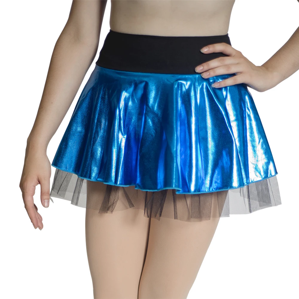 

Metallic Upper Skirts Black Under Tulle Pull-on Jazz Skirts without Underpants Ladies Girls Skirt