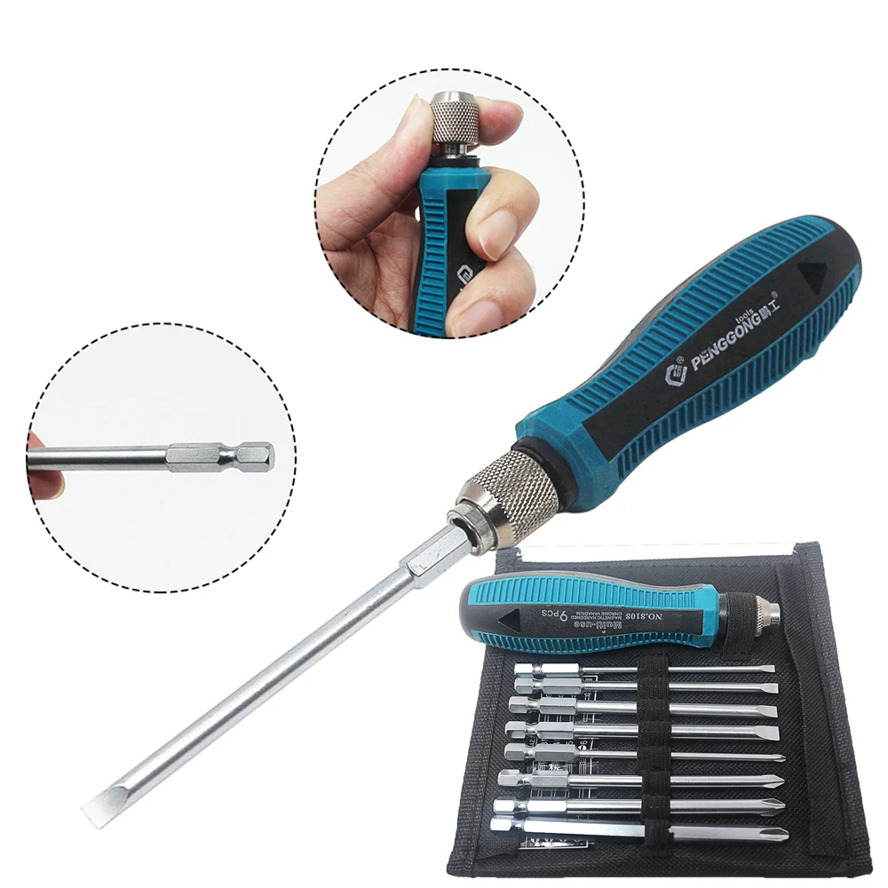 9 In 1 Precision Obeng Set Bit Alat Screw Driver Magnetic Multi-Penggunaan Slotted Phillips Obeng untuk Rumah alat