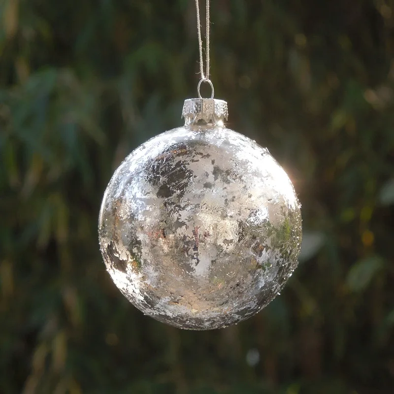 100pcs/pack Diameter=8cm Small Size Surface Silver Sheet Glass Ball Christmas Day Tree Hanging Globe Home Decoration Pendant