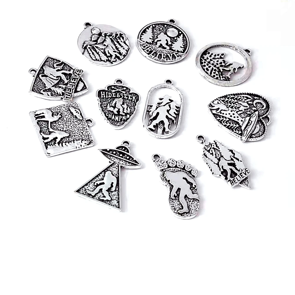 5pcs DIY Sasquatch Bigfoot pendant charm Forest mounta Alien Spaceship Science Fiction Mysterious Jewelry for women Accessories