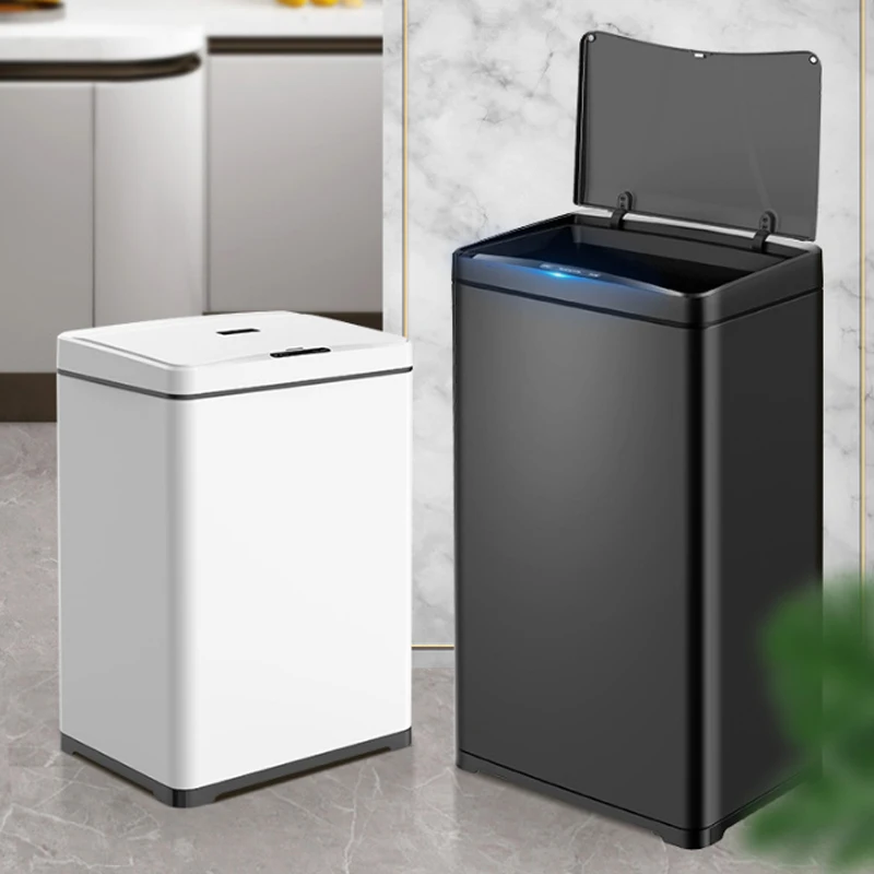 50L Kitchen Smart Sensor Trash Can Stainless Steel Automatic Induction Garbage Bin For Office Bathroom Large-capacity Trash Bin