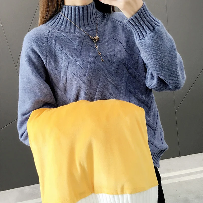 Winter Thicken Plus Velvet Sweaters For Women Casual Warm Knit Pullovers Korean Fleece Lined Knitwear Ribbed Bottomed Tops New