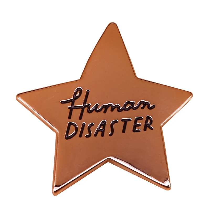 Human disaster enamel pin golden pentagram brooch funny shirt jackets accessory