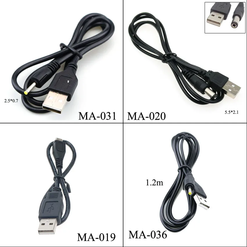 1pcs USB Port to 2.0*0.6mm 2.5*0.7mm 3.5*1.35mm 4.0*1.7mm 5.5*2.1mm 5V DC Barrel Jack Power Cable Connector