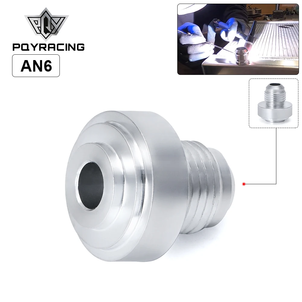 PQY - Top Quality Aluminum AN6-AN Straight Male Weld Fitting Adapter Weld Bung Nitrous Hose Fitting Silver  PQY-SL617-7206