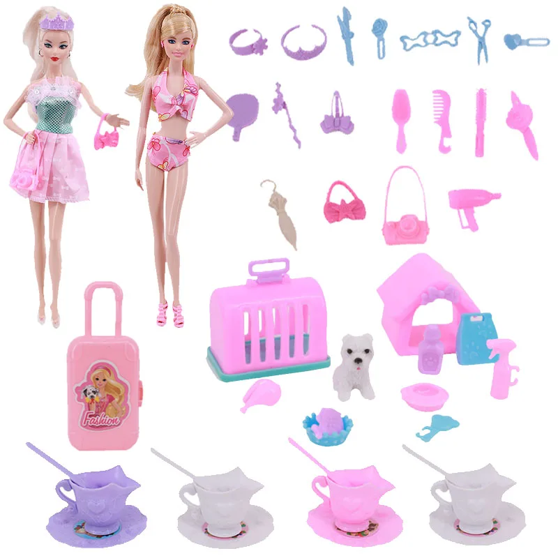 2021 New Pink Toys Fashion Cute Barbies Accessories Coffee Cup Dog And Doghouse Handbags ,Generation Girls Festival Gifts