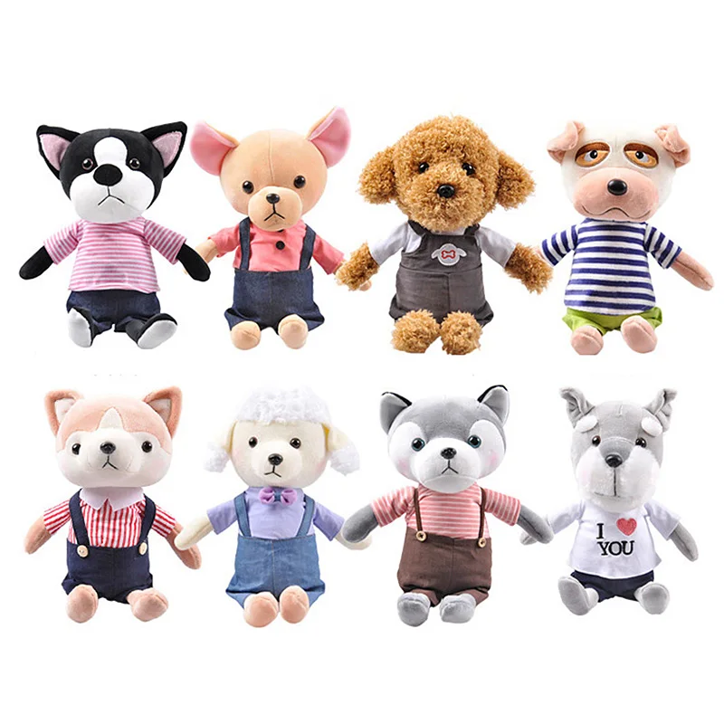 Cute plush bulldog husky schnauzer figures car ornaments hanging sash sucker children's toys