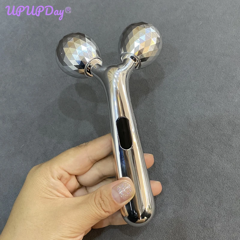 3D Face Lift Roller Massager for Reduce Wrinkle V Line Lifting Massage Tool for Face Trainer 360 Rotate Diamond Cut Surface EMS