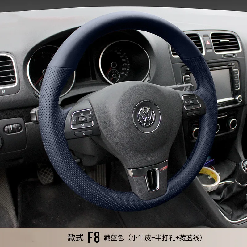 DIY hand-stitched steering wheel cover fit for Volkswagen VW cc Golf VII Lamando Tiguan Magotan leather handle cover