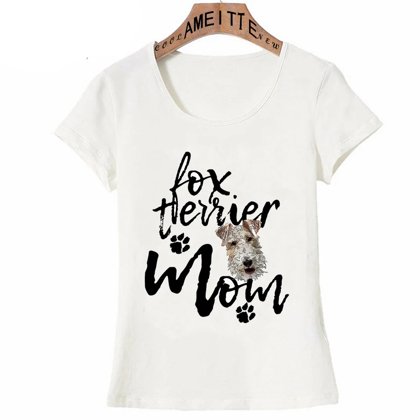 New Summer Fashion Women Short Sleeve Lovely Dog Breed Fox Terrier Mom Print T-Shirt Female Casual Tops Cute Girl Tee shirt