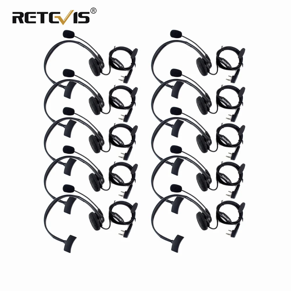 Retevis EHK001 RT3S Zestaw słuchawkowy do radiotelefonu 10 szt. 2-pinowe gąbkowe nauszniki do Baofeng UV-5R UV-82 Retevis RT622 H777 TYT