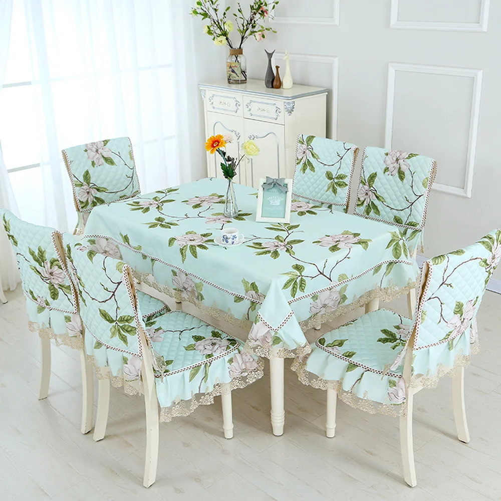 

High Quality Tablecloths with Chair Covers Mats Embroidered Tablecloth For Table Wedding Home Coffee Table Cloth Cover HT