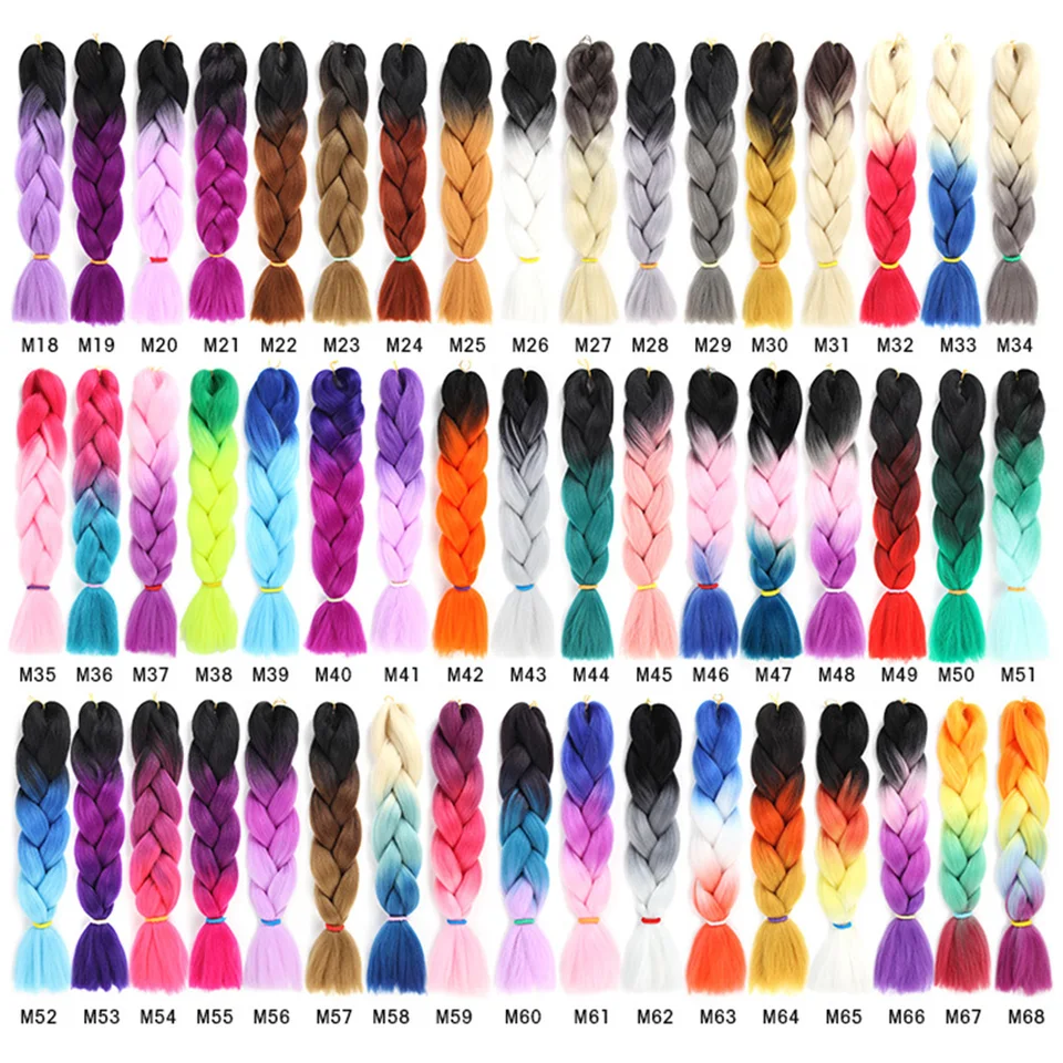 Trenza jumbo Lihui de 24 pulgadas sintética para trenzar, extensión con efecto ombre para mujer, DIY, rosa, púrpura, amarillo, gris 5
