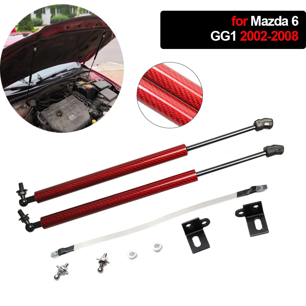 

For Mazda 6 Atenza GG1 2002-2008 Front Hood Bonnet Modify Gas Struts Lift Support Shock Damper Carbon Fiber Rods Spring Absorber