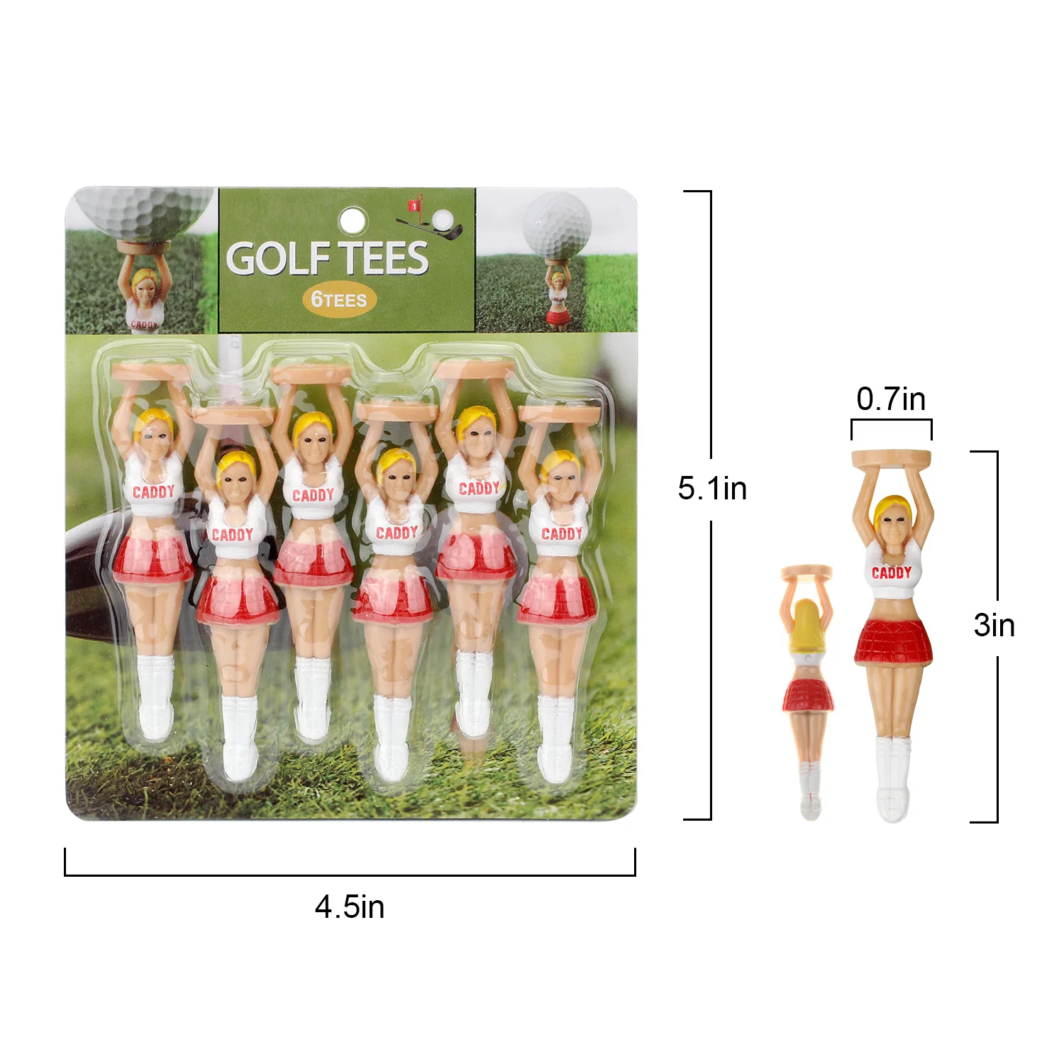 Tees de golf en plastique pour filles sexy, conception de pom-pom girls, IkHolder, accessoires cadeaux, taille 75mm, 2.95 po, 6 pièces, 12 pièces,