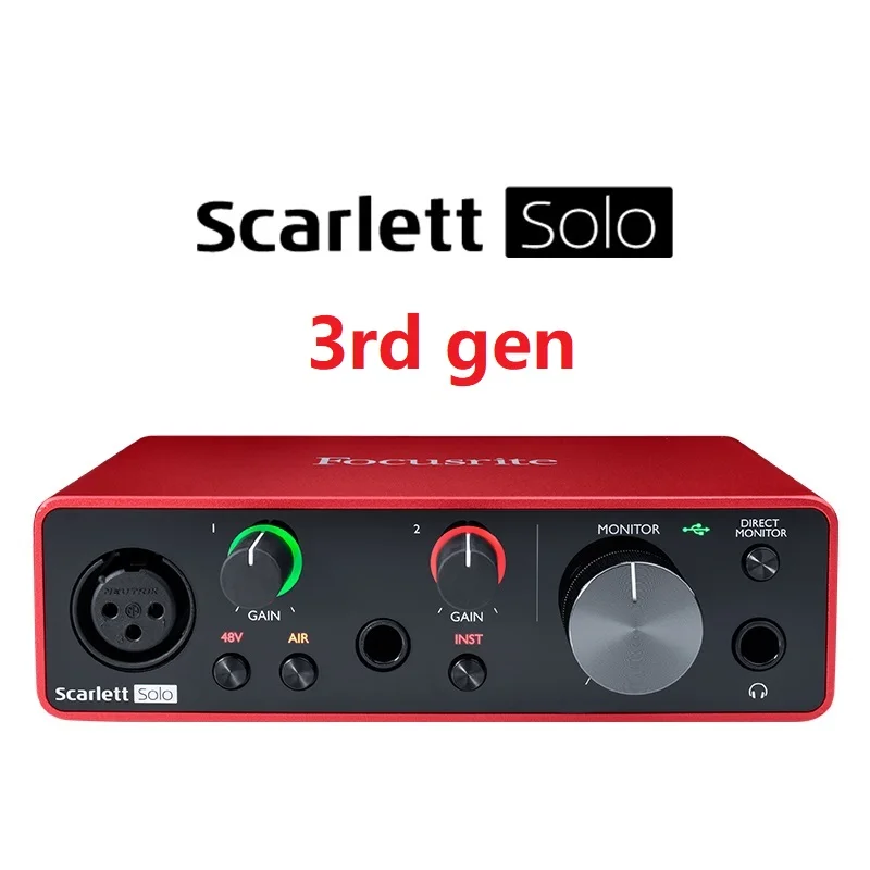 Focusrite Scarlett Solo (3rd gen) USB Audio Interface Sound Card 24-Bit/192KHz AD-Converters For Recording Mic Guitar vs topping