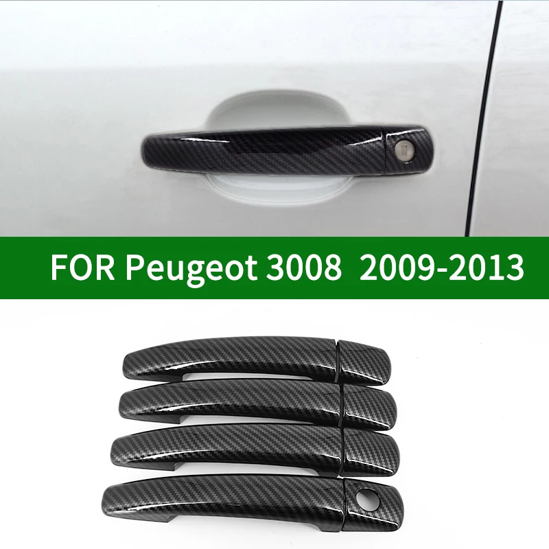 

For Peugeot 3008 2009-2013 Accessory carbon fibre pattern car door handle covers trim 2010 2011 2012
